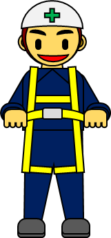 安全ベルトを装着する工事作業員のイラスト画像