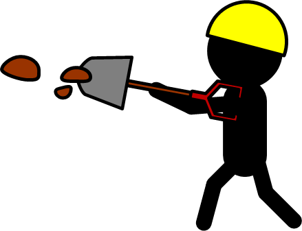 スコップを使う工事作業員のイラスト画像