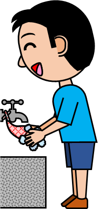 石けんで手を洗う男の子イラスト画像