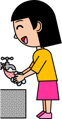 石けんで手を洗う女の子イラスト画像