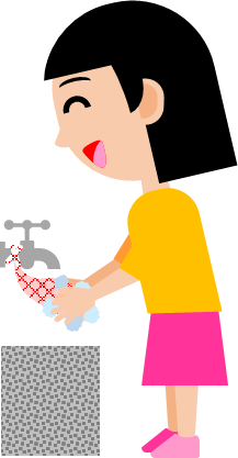石けんで手を洗う女の子イラスト画像