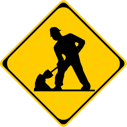 道路工事中の標識のイラスト画像