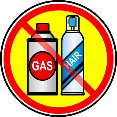 ガス缶、スプレー缶投棄禁止マーク画像