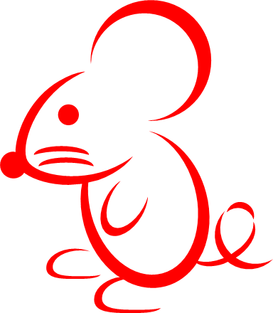 筆書き風のネズミのイラスト画像