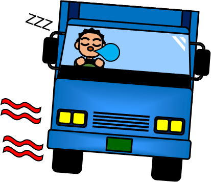 居眠り運転するトラック運転手のイラスト画像