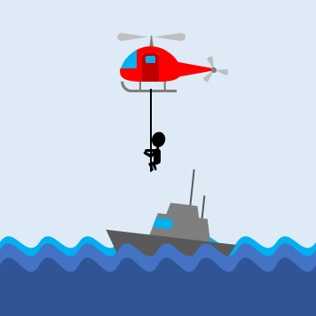 水上の救助活動のイラスト画像