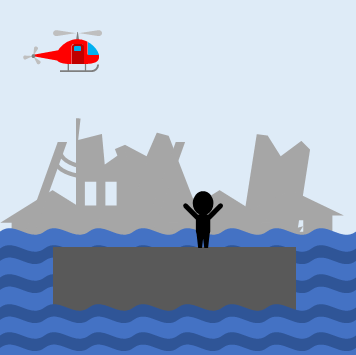 水上の救助活動のイラスト画像