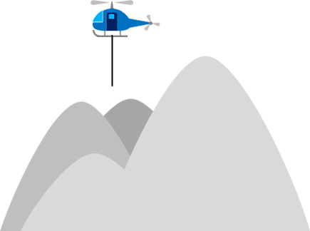 山岳でのヘリ救助活動のイラスト画像