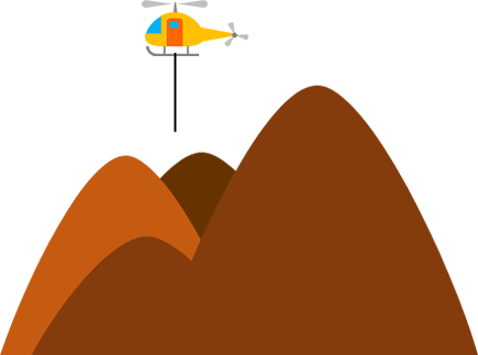 山岳でのヘリ救助活動のイラスト画像