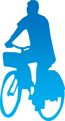 自転車に乗る人のシルエット画像
