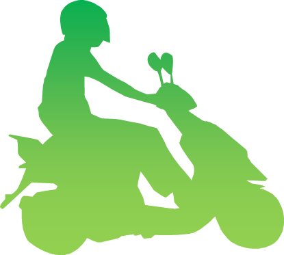バイクに乗る人のシルエット画像