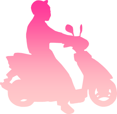 バイクに乗る人のシルエット画像