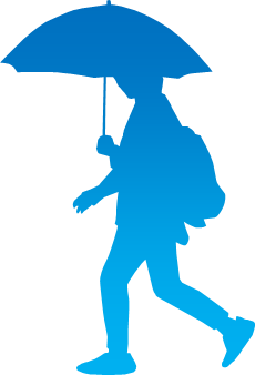 傘を持つ人物のシルエット画像