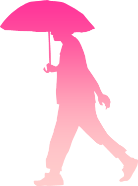 傘を持つ人物のシルエット画像