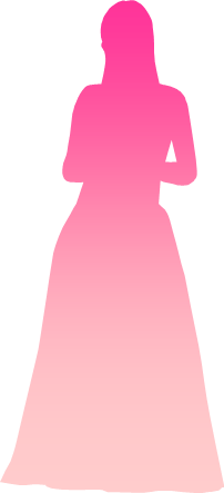 ロングドレスの女性のシルエット画像