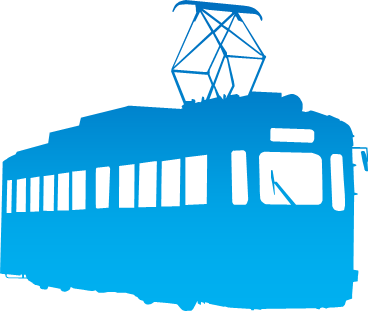 路面電車のシルエット画像