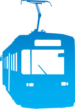 路面電車のシルエット画像