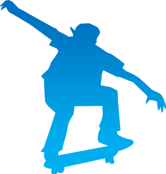 スケートボードのシルエット画像