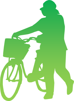 自転車を手で押している人のシルエット フリー 無料で使えるイラストカット Com