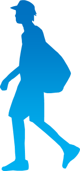 歩行中の男性のシルエット画像