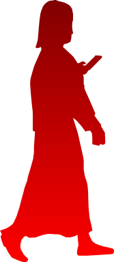 歩きスマホする女性のシルエット画像
