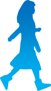 歩いている女性のシルエット画像