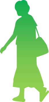 歩行中の女性のシルエット画像