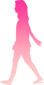 歩行中の女性のシルエット画像