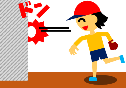 野球ボールで壁当てする少年のイラスト画像