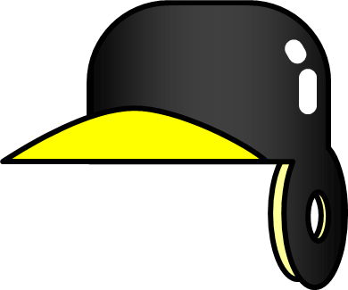 黄色と黒の野球のヘルメットのイラスト画像