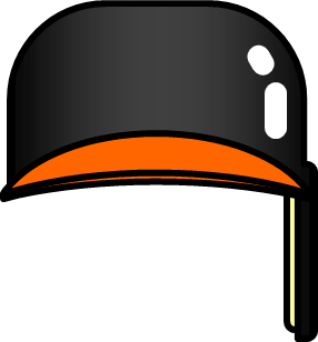 黄色とオレンジの野球のヘルメットのイラスト画像