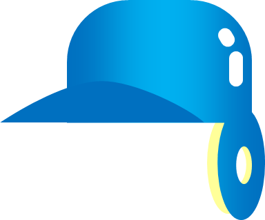青い野球のヘルメットのイラスト画像