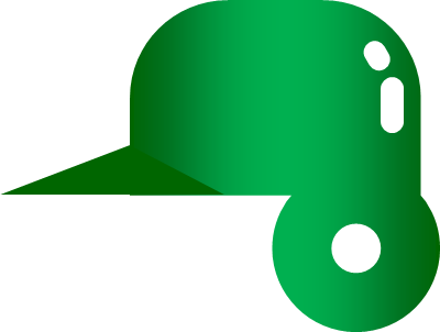 緑色の野球のヘルメットのイラスト画像