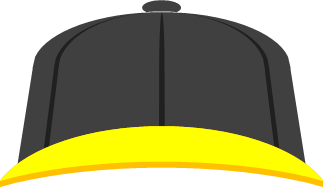 黒と黄色の野球帽のイラスト画像