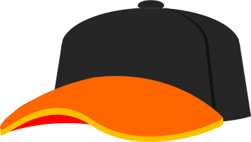 黒とオレンジの野球帽のイラスト画像