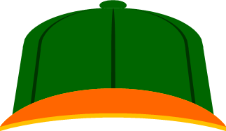 緑とオレンジの野球帽のイラスト画像