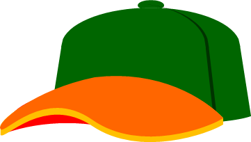 緑とオレンジの野球帽のイラスト画像