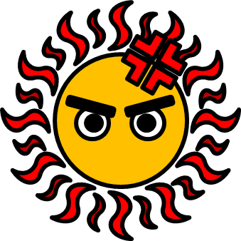 怒っている太陽のイラスト画像