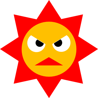 怒っている太陽のイラスト画像