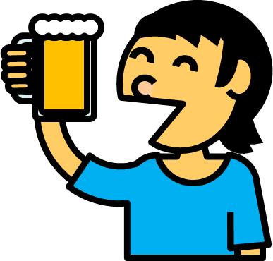 お酒を飲む、お酒を飲みすぎた男性のイラスト画像