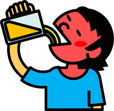 お酒を飲む、お酒を飲みすぎた男性のイラスト画像