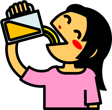 お酒を飲む、お酒を飲みすぎた女性のイラスト画像