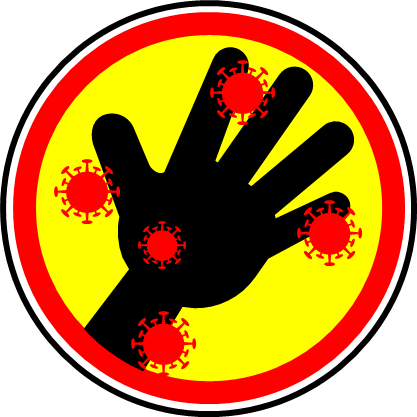 コロナウイルス対策による、さわるな注意／禁止マーク画像