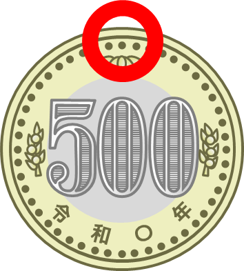 新500円玉の使用可／不可マーク画像
