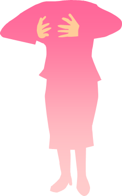 頭を抱える女性のシルエット画像