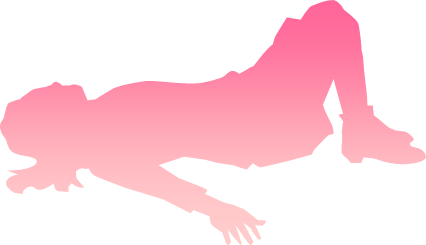 寝そべる、くつろぐ女性のシルエット画像