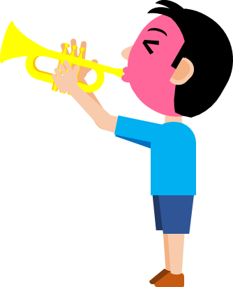 トランペットを吹く男の子のイラスト画像