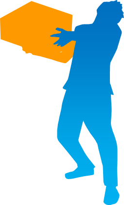 ダンボールを運ぶ男性のシルエット画像