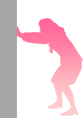 押す、支える動作の女性のシルエット画像