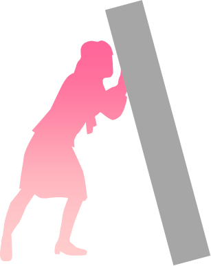 押す、支える動作の女性のシルエット画像